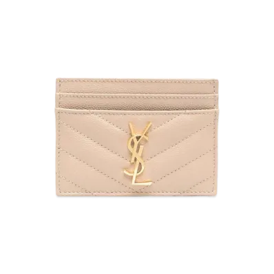 Saint Laurent Women's 'Cassandre' Card Holder "Beige"