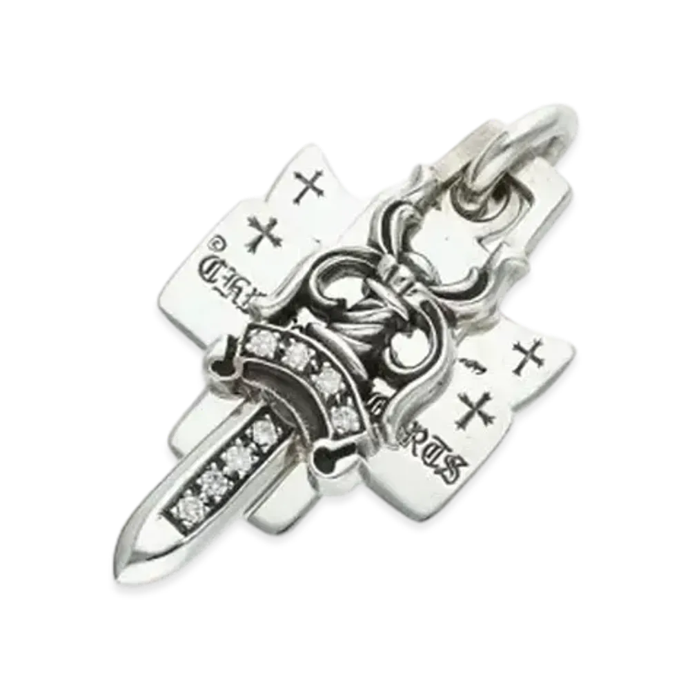 Chrome Hearts 3 Trinkets Pendant Pave Diamond "Silver"