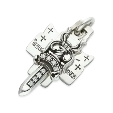 Chrome Hearts 3 Trinkets Pendant Pave Diamond "Silver"