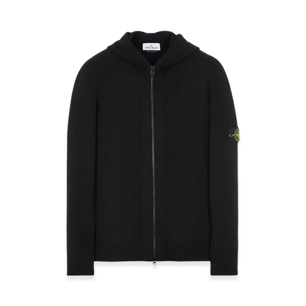 Stone Island 509A3 Lambswool Hooded Cardigan Knit - 22FW "Black"