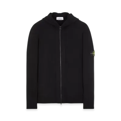 Stone Island 509A3 Lambswool Hooded Cardigan Knit - 22FW "Black"