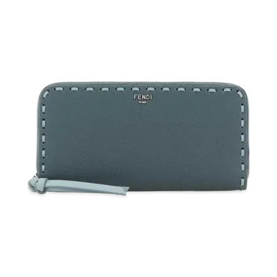 FENDI Women's Leather Large Peekaboo Wallet "Light Blue"