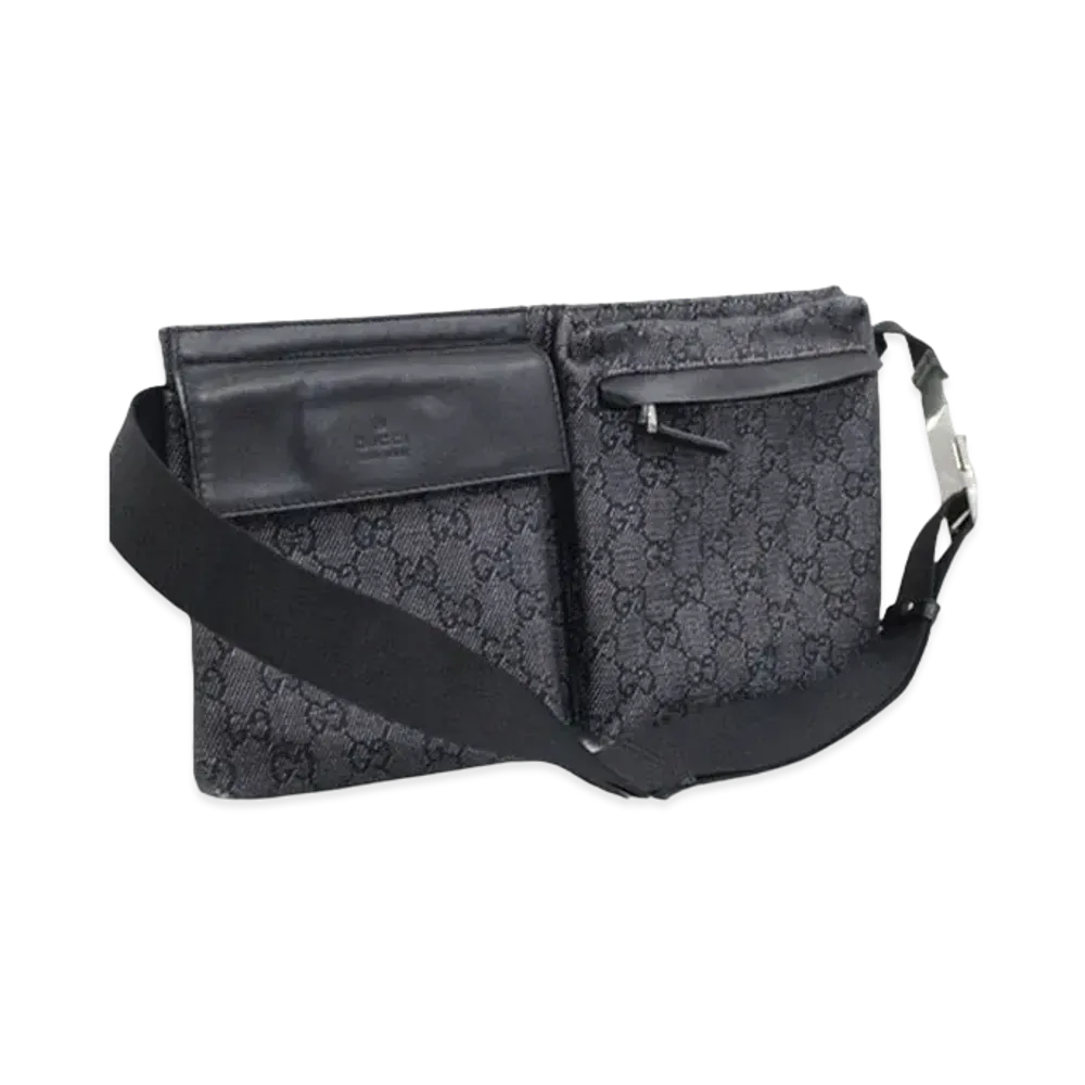 GUCCI GG Canvas Waist Pouch Denim "Black"