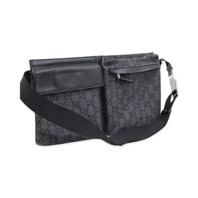 GUCCI GG Canvas Waist Pouch Denim "Black"