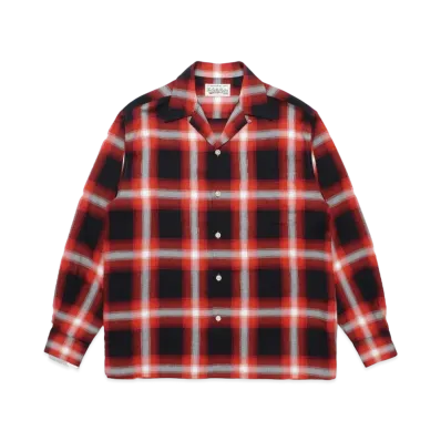 WACKO MARIA Check Open Collar Shirt "Red"