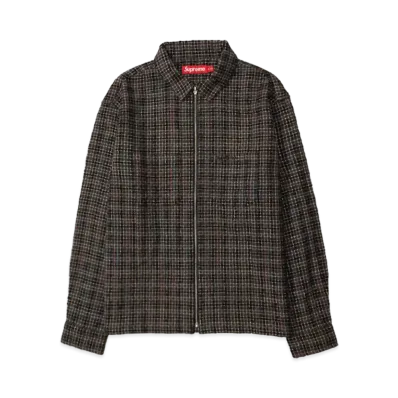 Supreme Metallic Plaid Zip Up Shirt "Washed Black"
