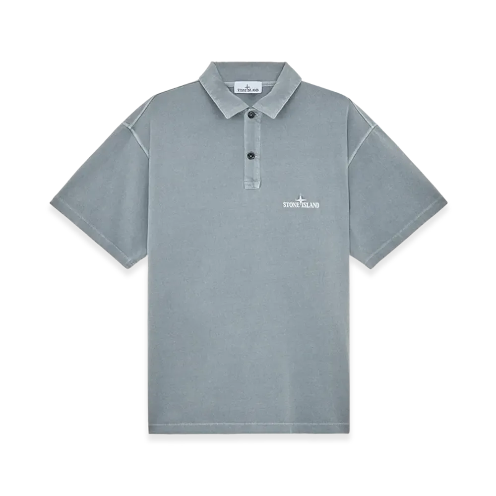 Stone Island 21258 24/1 Cotton Jersey Old Effect Polo Shirt with Embroidery - 24FW "Green Grey"