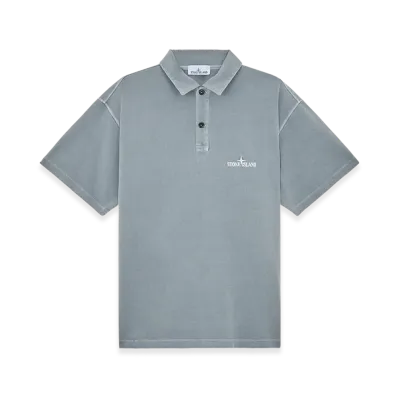 Stone Island 21258 24/1 Cotton Jersey Old Effect Polo Shirt with Embroidery - 24FW "Green Grey"