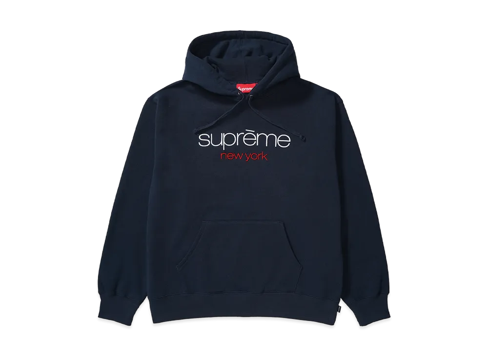 Supreme Classic Logo Hooded Sweatshirt "Navy"