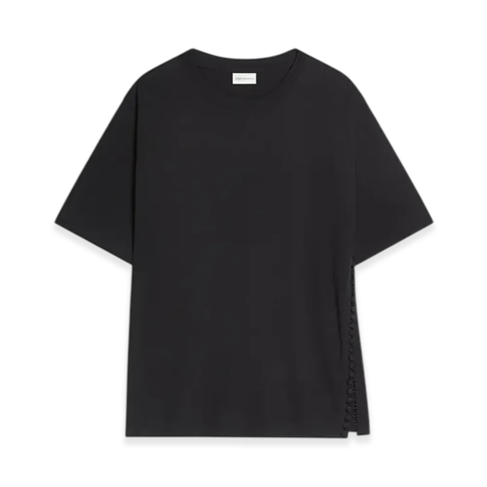 DRIES VAN NOTEN Women's Buttoned Cotton Tee "Black"