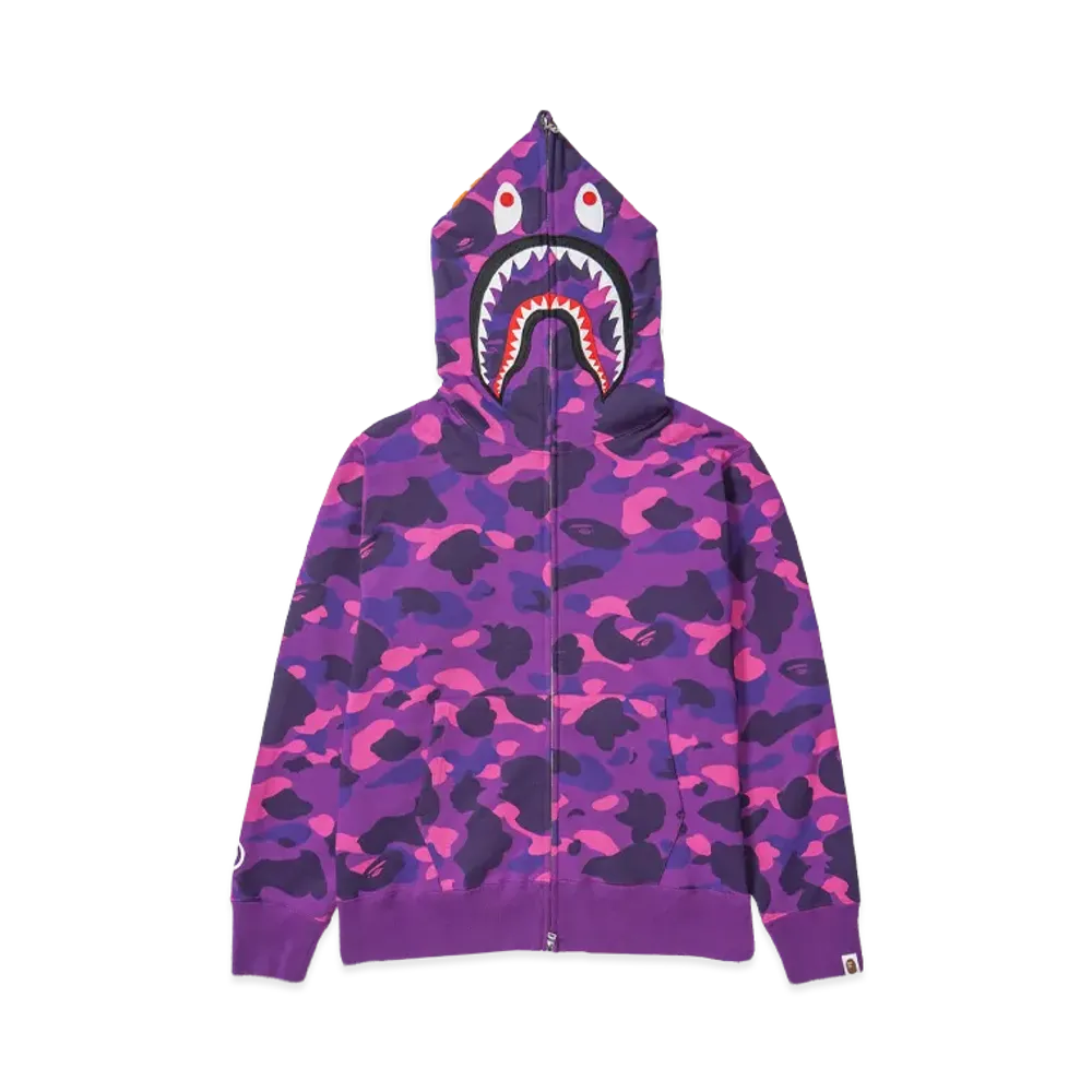 A BATHING APE Color Camo Shark Full Zip Hoodie "Purple"