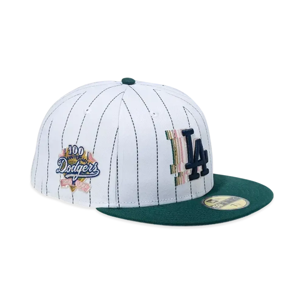 NEW ERA 59Fifty White Pinstripe Los Angeles Dodgers Cooperstown "White/Green"