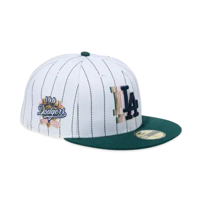 NEW ERA 59Fifty White Pinstripe Los Angeles Dodgers Cooperstown "White/Green"