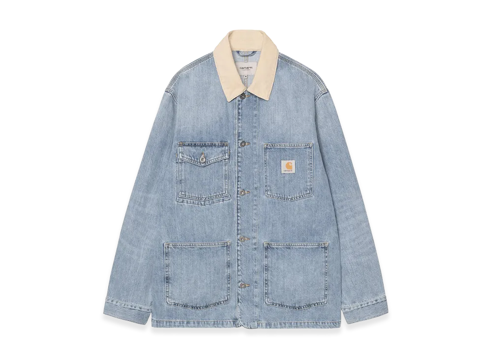 Carhartt WIP Warren Chore Coat "Blue/Dusty H Brown/Burst Washed"