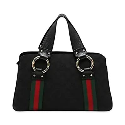 GUCCI Canvas Bamboo Hand Bag "Black"