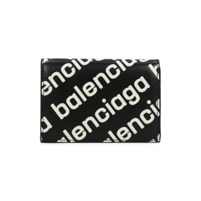 BALENCIAGA Cash Wallet Glow In the Dark Allover Logo Printed Smooth Calfskin "Black"