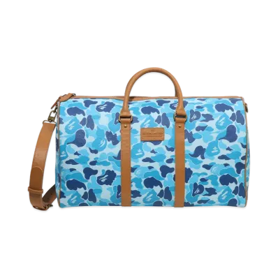 A BATHING APE Pu Ostrich Boston Bag "Blue"