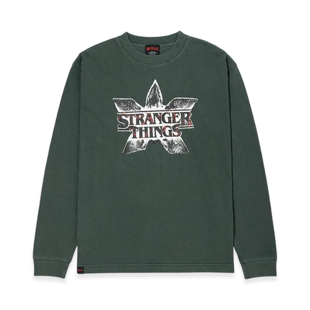 Netflix Stranger Things x V.A. Pigment Long Sleeve Tee DEMOGORGON "Green"