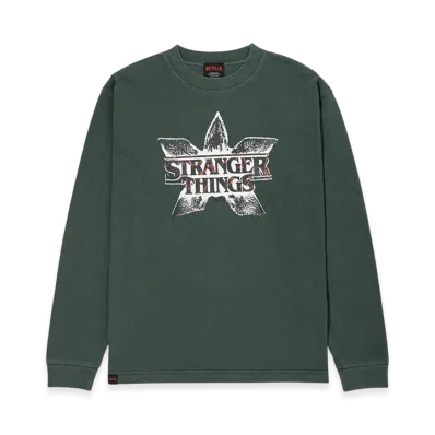 Netflix Stranger Things x V.A. Pigment Long Sleeve Tee DEMOGORGON "Green"