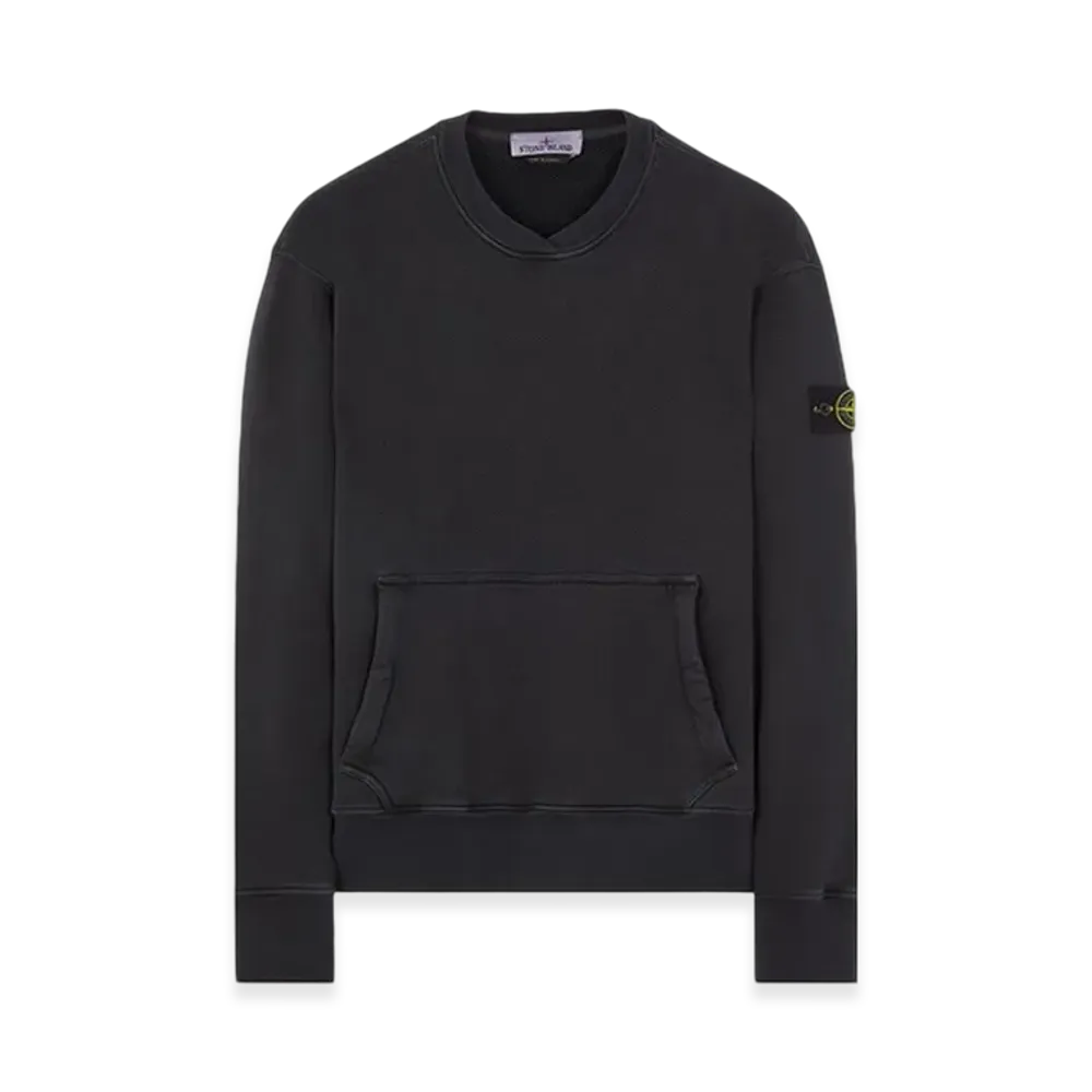 Stone Island 67555 Heavy Textured Fleece Garment Dyed Old Treatment Crewneck Sweatshirt - 23FW "Black"