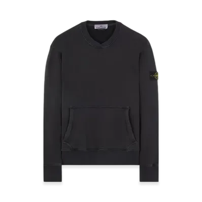 Stone Island 67555 Heavy Textured Fleece Garment Dyed Old Treatment Crewneck Sweatshirt - 23FW "Black"