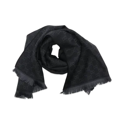 GUCCI Women's GG Wool Scarf "Black"