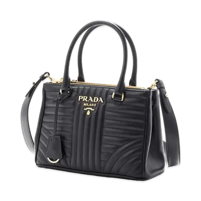PRADA Diagramme Leather 2WAY Tote "Black"