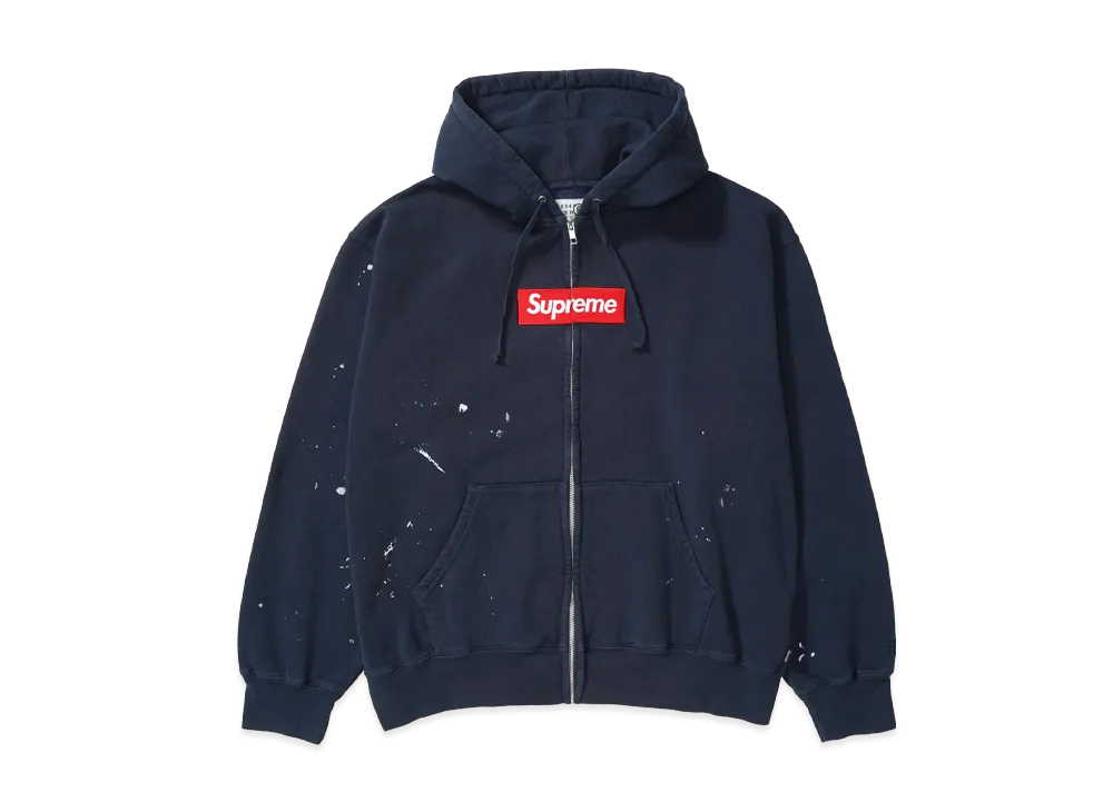 Supreme x MM6 Maison Margiela Box Logo Zip Up Hooded Sweatshirt "Navy"