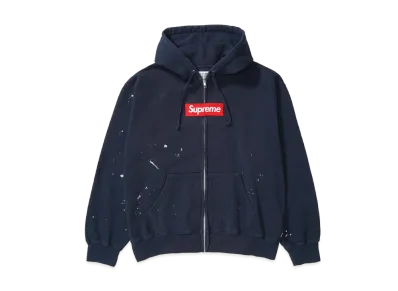 Supreme x MM6 Maison Margiela Box Logo Zip Up Hooded Sweatshirt "Navy"