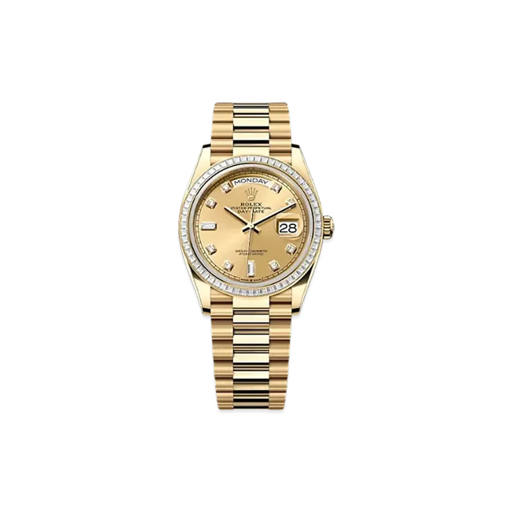 ROLEX Day-Date 36mm Yellow Gold Diamond 128398TBR "Champagne-colour"