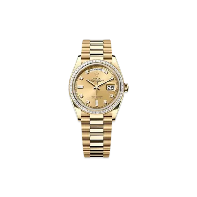 ROLEX Day-Date 36mm Yellow Gold Diamond 128398TBR "Champagne-colour"