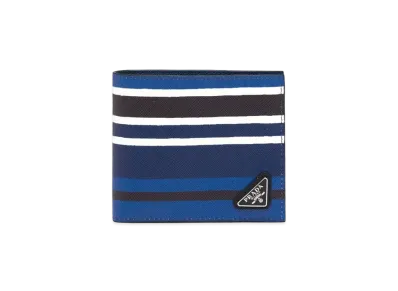 PRADA Print Saffiano Leather Wallet With Coin Pocket "Light Blue"