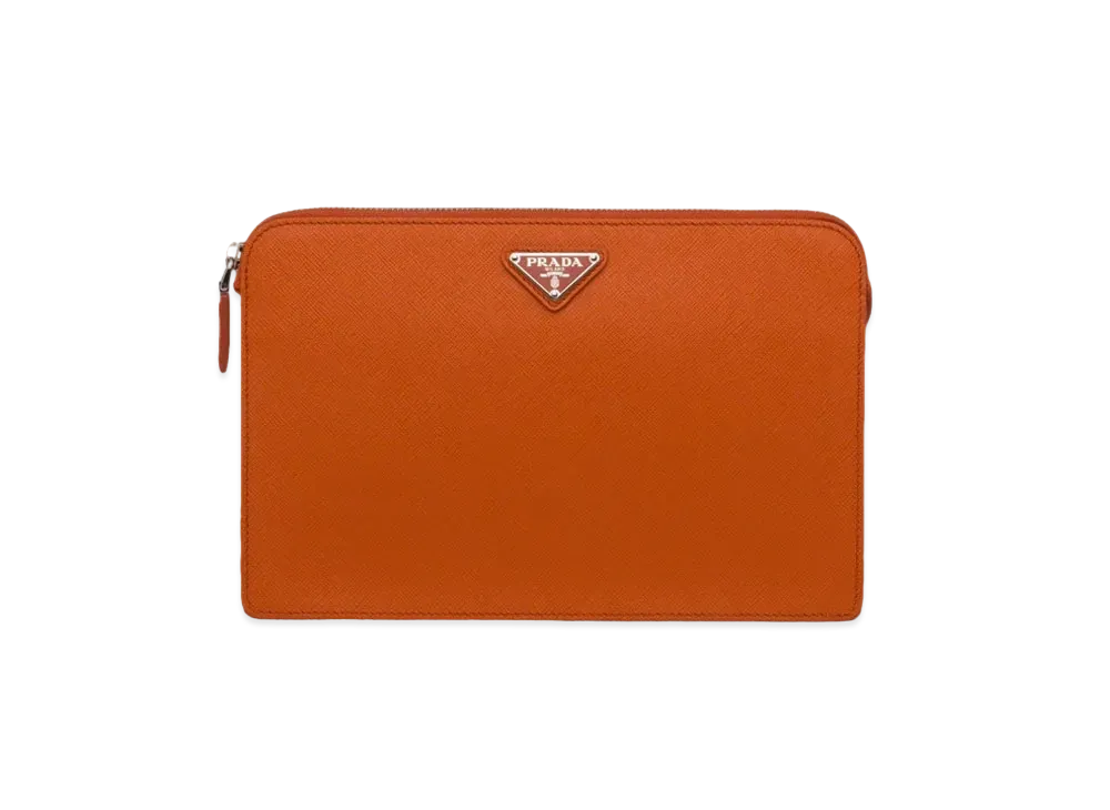 PRADA Saffiano Leather Clutch "Orange"