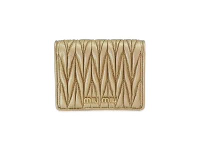 MIU MIU Small Matelasse Nappa Leather Wallet "Platinum"