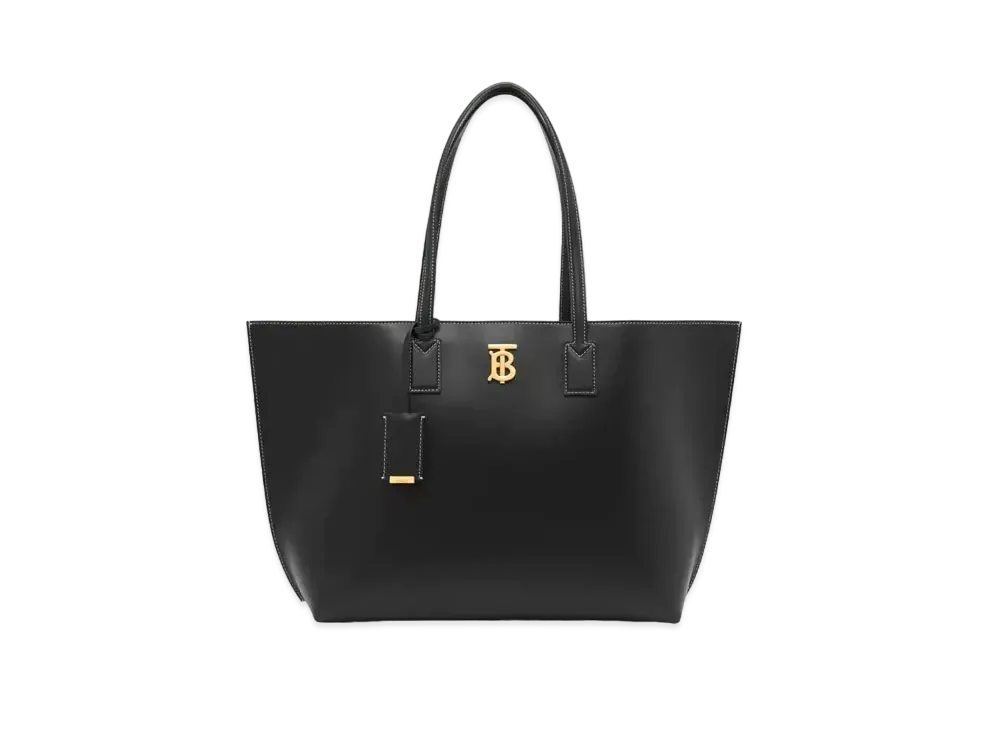 Burberry Medium Monogram Motif Leather Tote "Black"