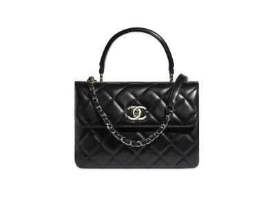 CHANEL Top Handle Flap Bag Lambskin "Black"