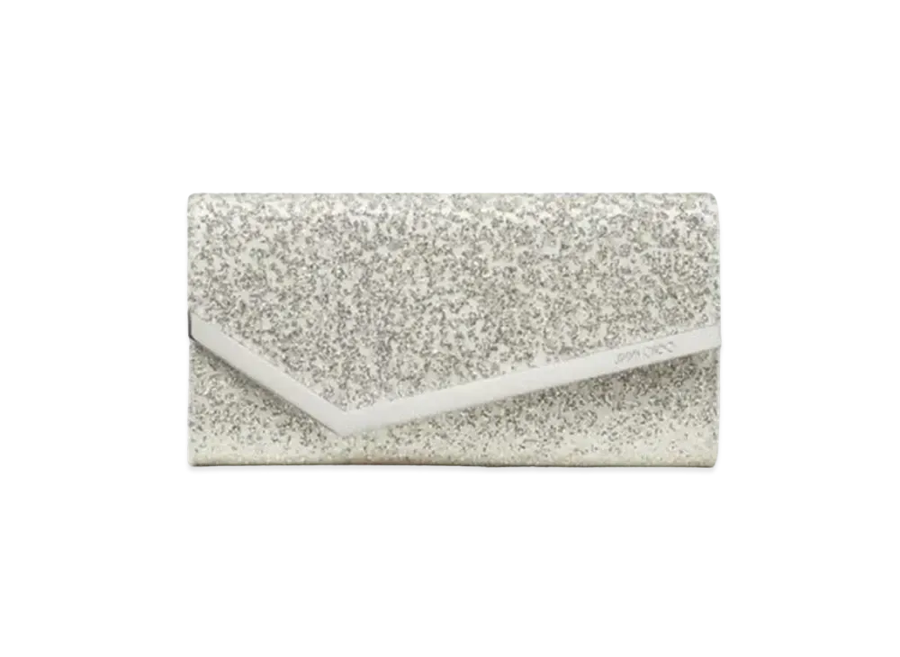 Jimmy Choo Emmie Glitter Tulle Clutch Bag "Ivory"
