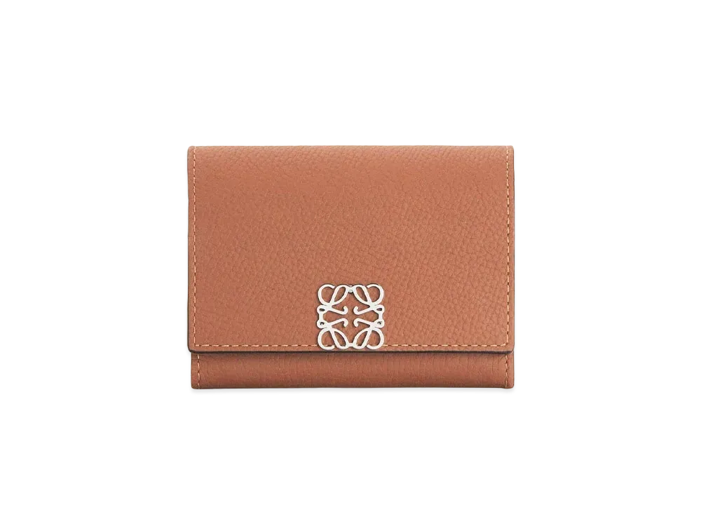 LOEWE Anagram Square Coin Cardholder In Pebble Grain Calfskin "Tan"