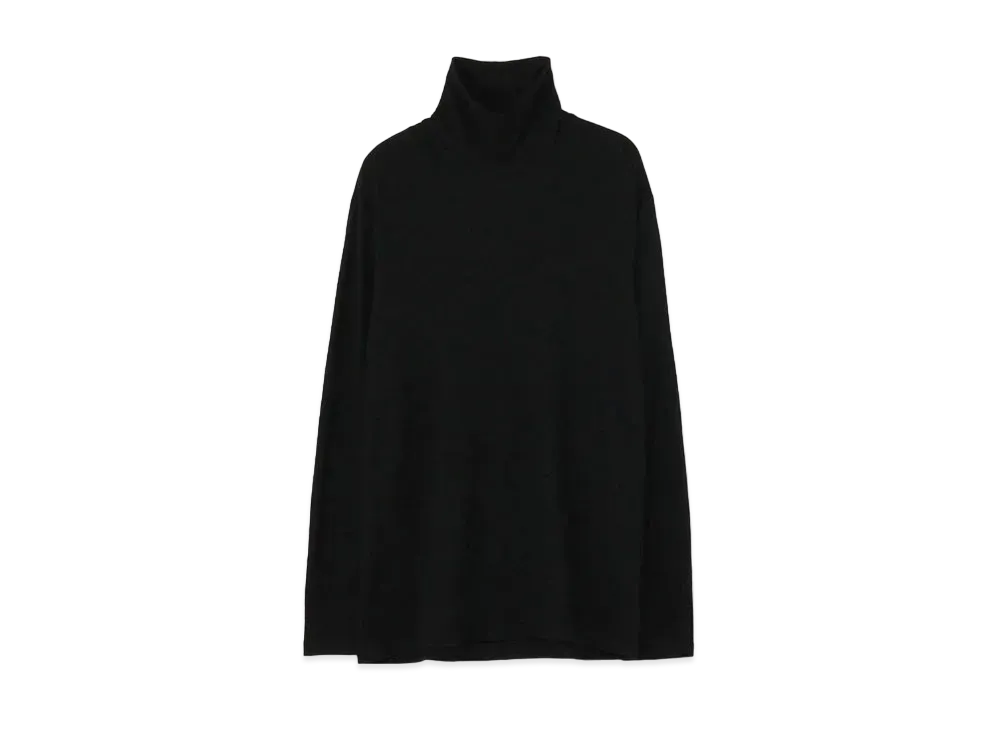 Yohji Yamamoto Pour Homme WOOL AIR PLAIN STITCH REGULAR TURTLE LONG SLEEVES "Black"