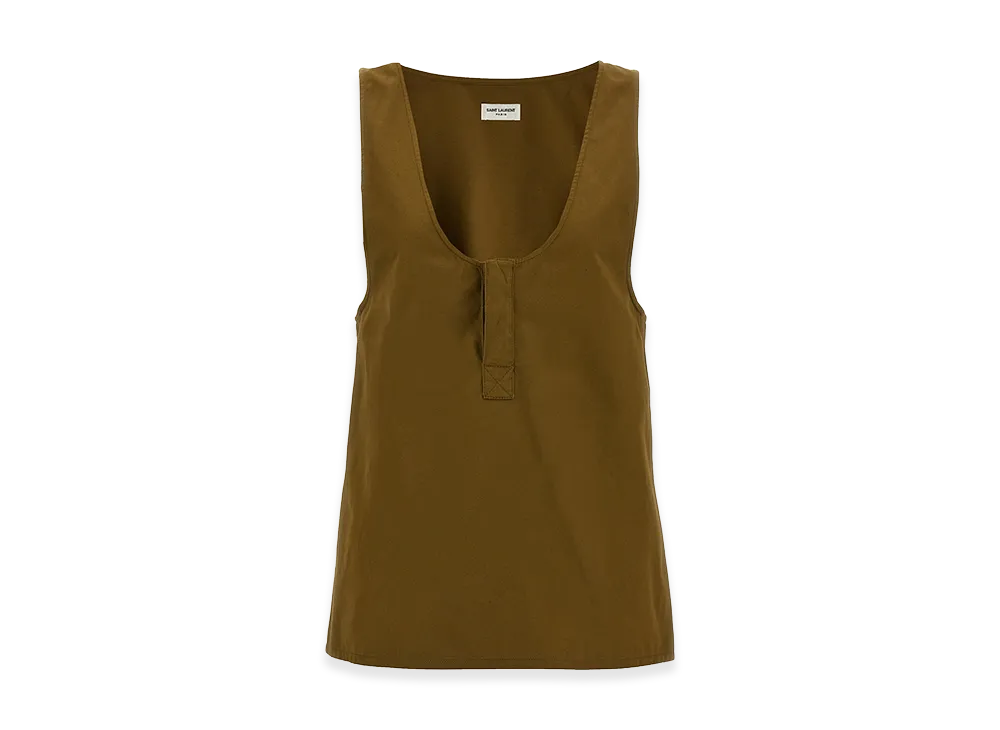Saint Laurent Women's 'Henley' Tank Top "Green"