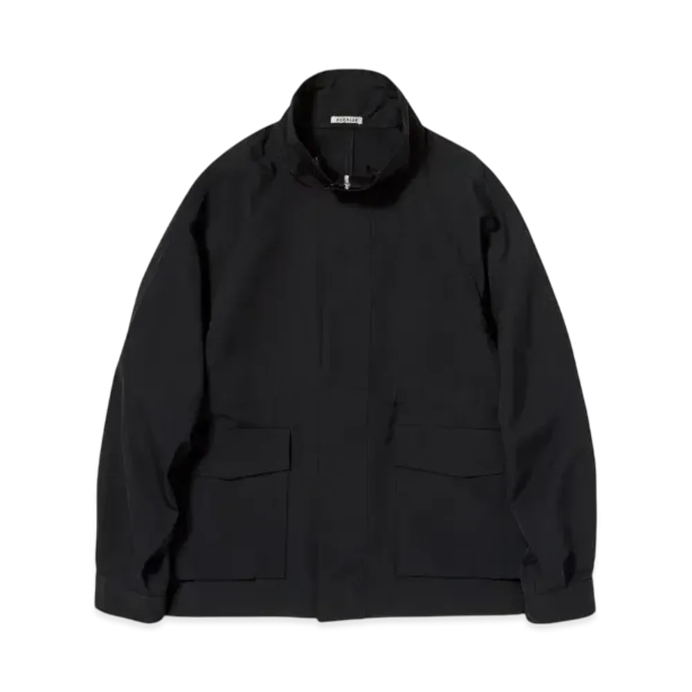 AURALEE Wool Max Canvas High Neck Zip Blouson "Black"