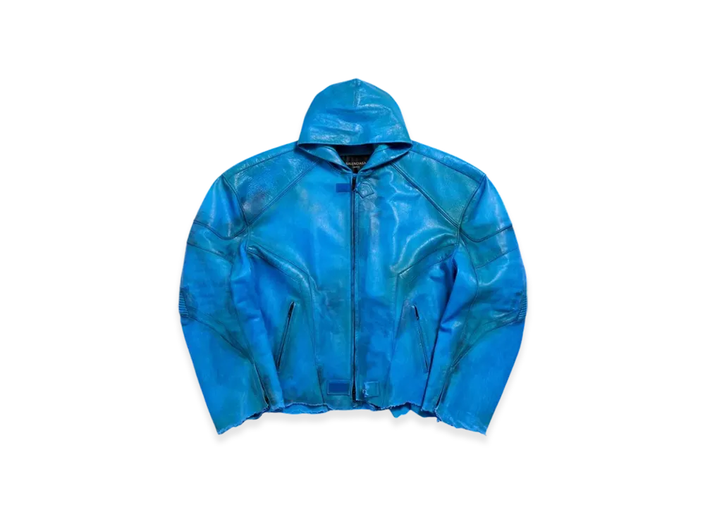 BALENCIAGA Hoodie Biker Jacket "Blue"