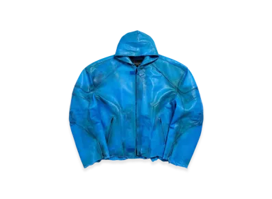 BALENCIAGA Hoodie Biker Jacket "Blue"