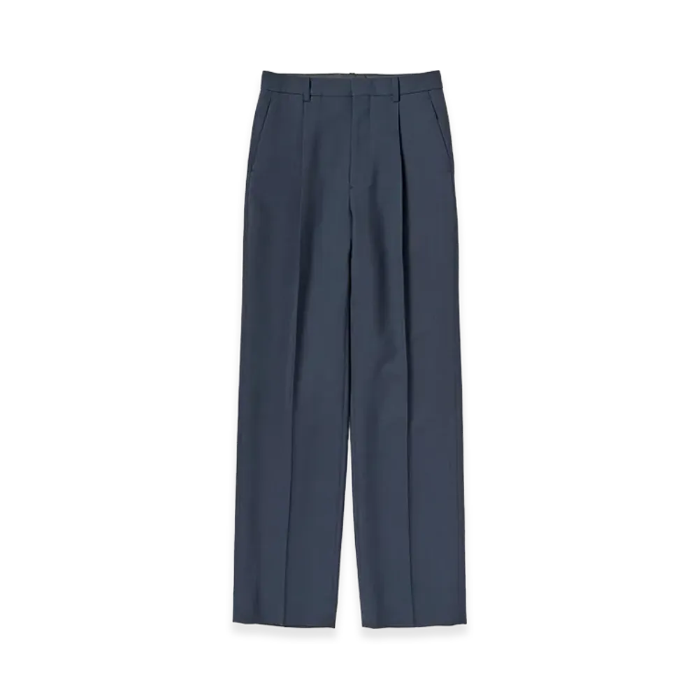 AURALEE Women's Tense Wool Double Cloth Slacks "Light Navy"