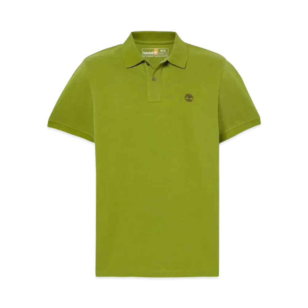 Timberland Men's Short Sleeve Oyster River Chest Logo Polo Shirt "Guacamole"