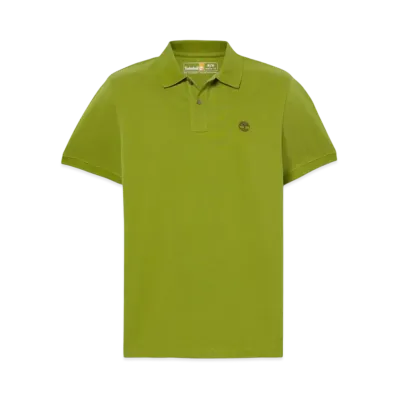 Timberland Men's Short Sleeve Oyster River Chest Logo Polo Shirt "Guacamole"