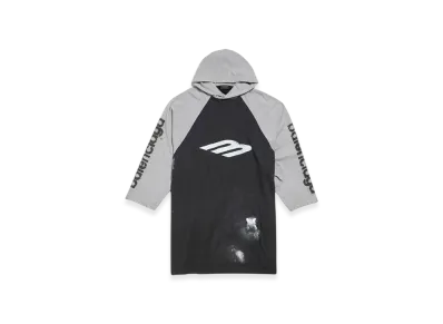 BALENCIAGA 3B Stencil Hooded Raglan T-Shirt Oversized "Black"