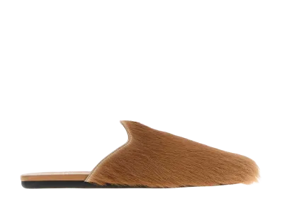 PRADA Women's Camel Calf Hair Slippers "Beige"