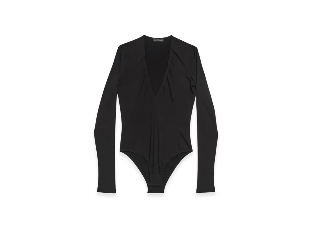 BALENCIAGA Women's V-Neck Bodysuit "Black"