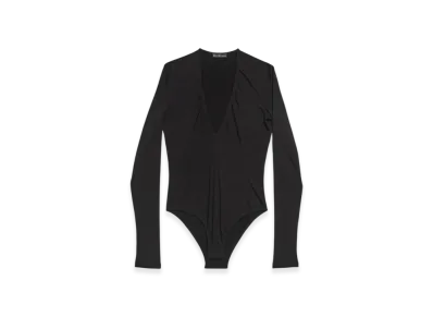 BALENCIAGA Women's V-Neck Bodysuit "Black"